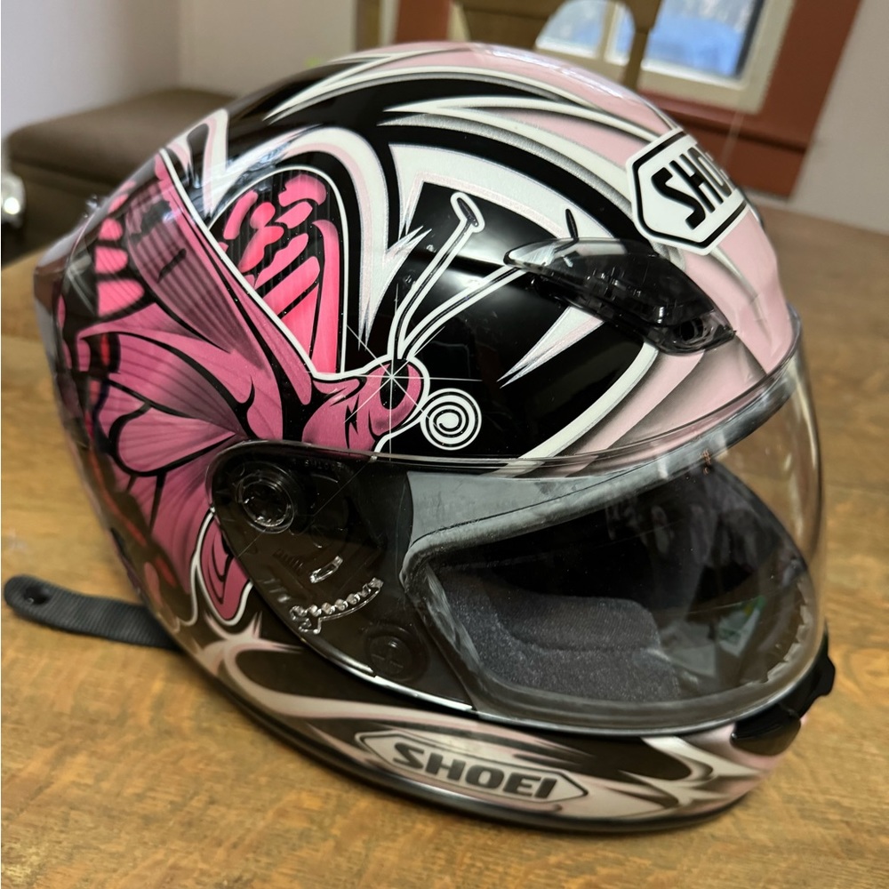Shoei Pink Butterfly Motorcycle Helmet